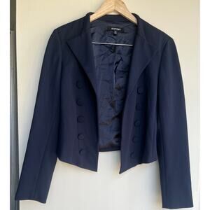 Ellen Tracy Size 8 Dark Navy Blue Crop Jacket Military-Inspired